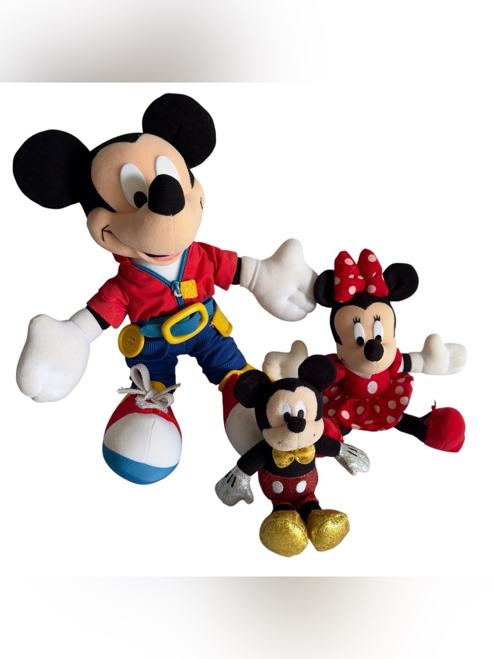 Lot of 3 Disney Mickey & Minnie Mouse Plush Set Toys Vintage Collectible Mattel